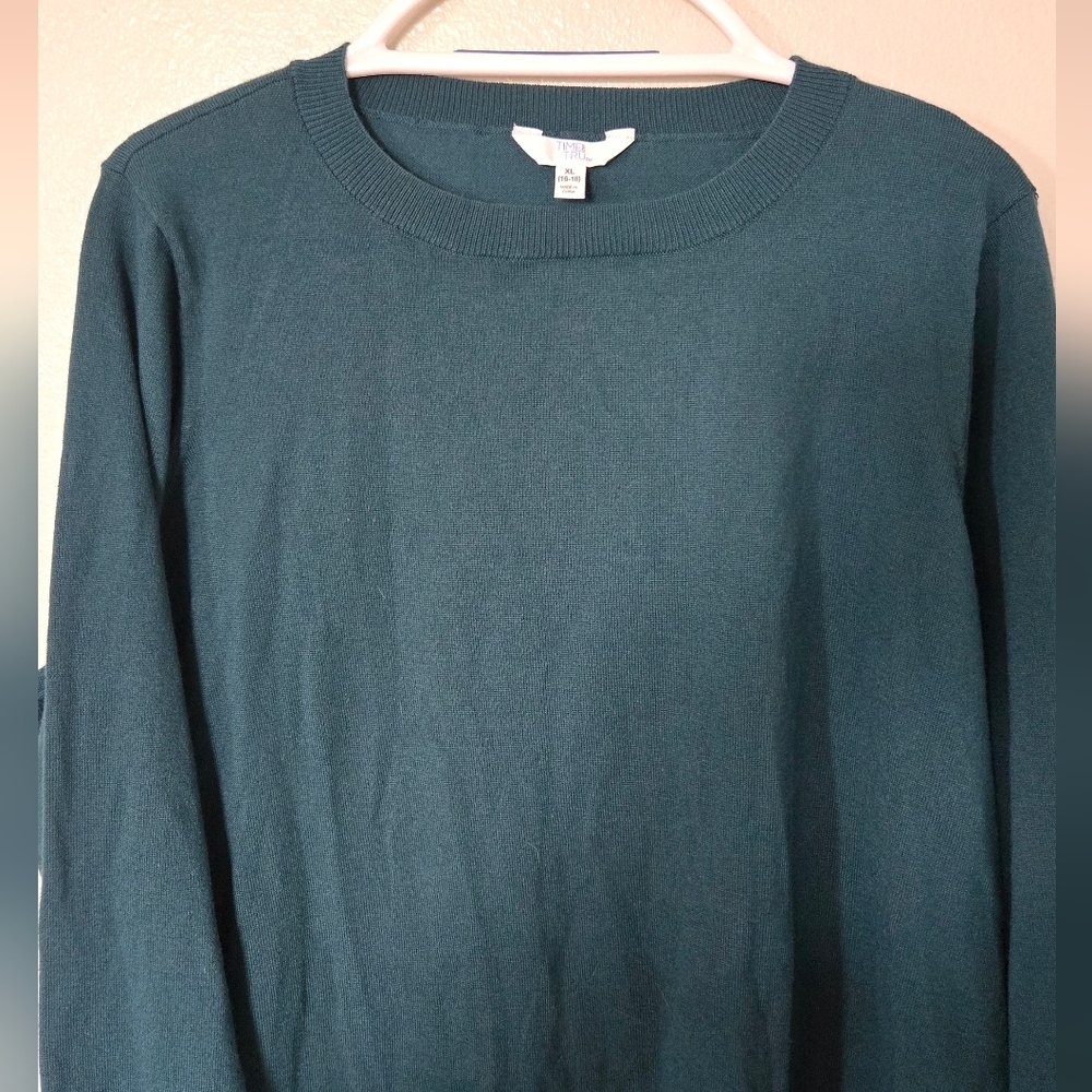 Time & Tru | Dark Teal Crew Neck Sweater Size XL